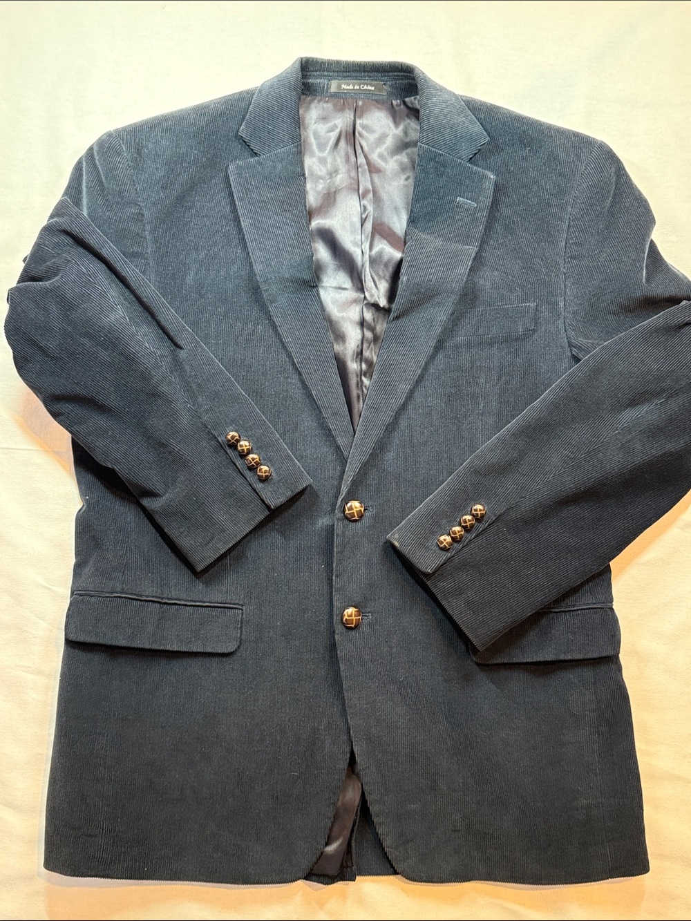 Vintage 90s Lauren Ralph Lauren Corduroy Blazer Navy Gold Buttons Vintage